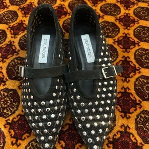 Steve Madden Black Studded Mary Jane Flats